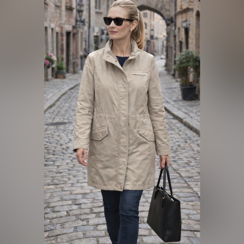 Talbots Tan Insulated Trench Style Coat size M